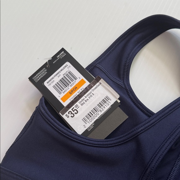 Under Armour Crossback Mid Navy Sports Bra Womens Small NWT - Picture 6 of 7